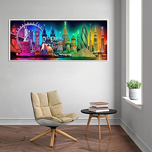 JATOK Diamond Painting Kit for Adults, World Landmarks, 35.5 x 15.7 in - color: Turquoise
