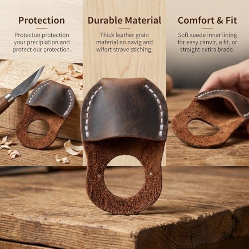 Toprank Leather Thumb Guard for Wood Carving & Whittling (Tan) - color: Tan