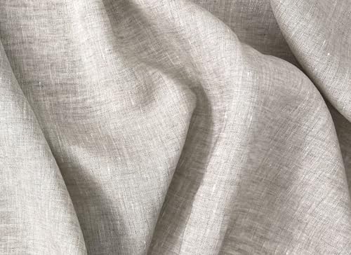 100% Linen Fabric – Lightweight – Two-Tone Effect – Pre-Washed Soft & Breathable – 52" Wide – by The Linen Lab (Light Natural, 3 Yard pre Cut) - color: Light Natural, size: 3 yard pre cut