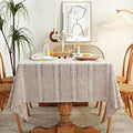 Chassic 60 x 84 inches Farmhouse Style Linen tablecloths, Wrinkle Resistant Washable Dining Room Table Cloths for Rectangle Tables - Hemstitch Light Coffee - color: Hemstitch Light Coffee, size: 84" x 60" (Rectangular)