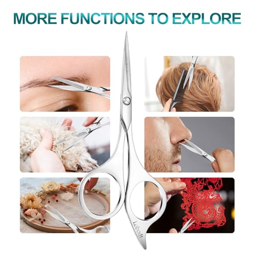 4.9-inch Professional Grooming Scissors for Men Facial Hair Removalr - color: Silver