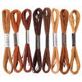 8 Skeins 6 Strands Brown Embroidery Floss Threads Polyester Variegated Gradient Friendship Bracelet String Cross Stitch Thread Bulk for Jewelry Making Hand Sewing Knitting Stitching Crafts - color: Brown