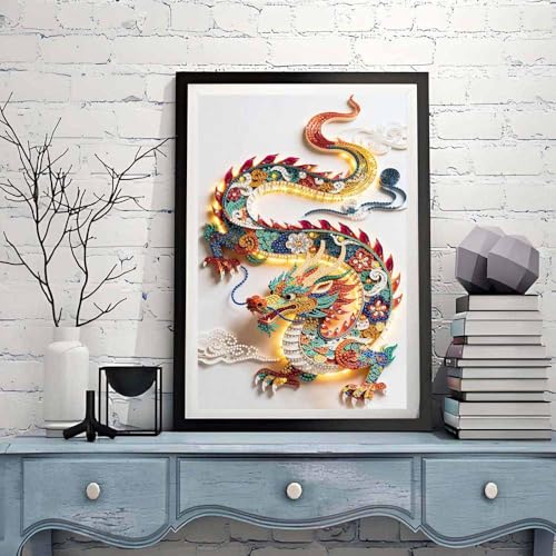 Dragon Special Shape Diamond Art Kits For Adults Beginners,DIY Crystal Rhinestones Diamond Painting Kit For Crafts For Adults,5D Diamond Art Painting Mosaic Making For Home Wall Decor 12 X 16inch - color: Dragon
