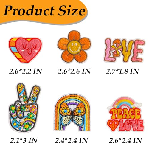 J.CARP 48Pcs Hippie Iron on Patches for Girl, Boho Peace Iron on/Sew on Patch for Clothing, Hats, Backpacks, Jackets, and Bags - color: Hippie Patches 48Pcs