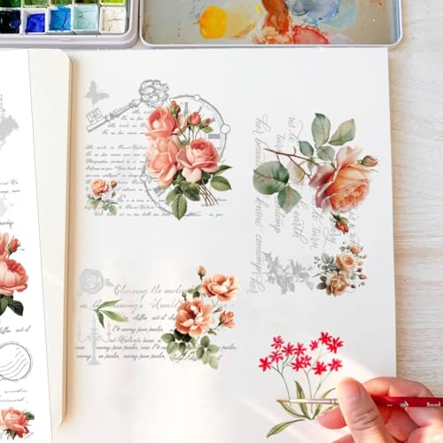 3 Sheet Vintage Rose Rub on Transfer for Furniture and Crafts 11.8 x 5.9 Inches Retro Flowers Rub on Transfer for Wood Glass Porcelain Home Office Craft Decor Butterfly Furniture Decals - style: Style 9- Retro French