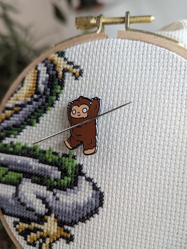 Bigfoot Magnetic Needle Minder, Enamel Pin Design for Cross Stitch, Embroidery, Needlework Organization