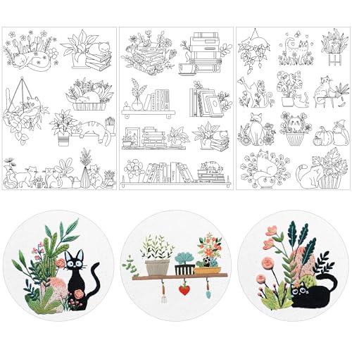 Water Soluble Embroidery Patterns, Stick and Stitch Paper for Sewing - color: Cat 1386