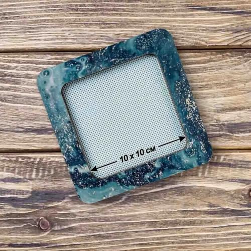 Magnetic Embroidery Hoop Medium – 4"x4" Inner Size, Square Hoop for Perforated Paper & Plastic Canvas, Celadon Blue | FLMP‑011 - color: Celadon