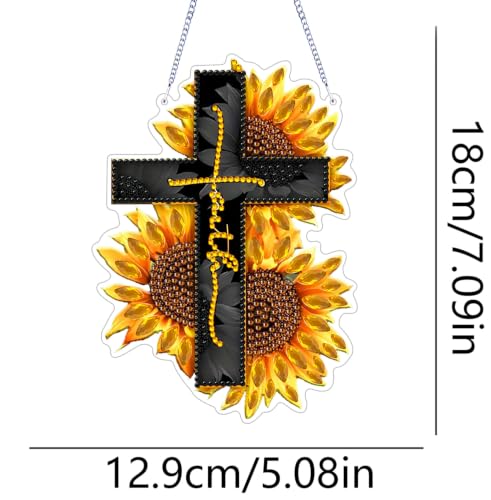 ARPADAMO Cross Diamond Art Kits for Adults, Acrylic Hanging Suncatcher - color: DP05087