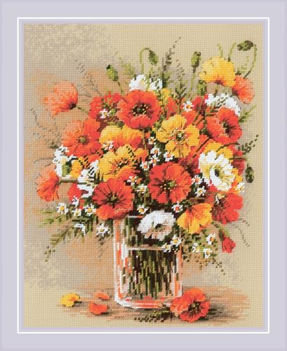RIOLIS 2306 Field Poppies Counted Cross Stitch Kit 9.5 x 11.75 in - style: Field Poppies 2306