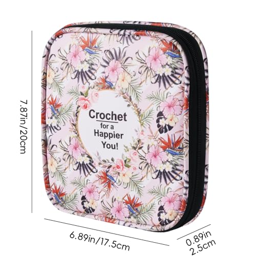 Crochet Hook Case,Portable Zipper Storage Organizer Bag for Crochet Hooks, Knitting Needles, Project & Sewing Supplies, Lightweight,Easy to Hold (No Accessories Included).Pink Flower - color: pink flower