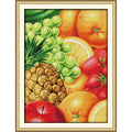 ITSTITCH Stamped Cross Stitch Kits- Full Set of Embroidery for Beginners or Adults,14 CT 2 Strands DIY Fruit 7 Patterns Counted Arts Craft 15.4×20.1 inch - color: Fruit 7