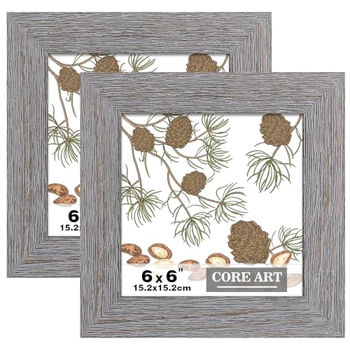 CORE ART 6x6 Picture Frame, Solid Wood Rustic Dark Gray, 2 Pack - color: Dark Grey, size: 6x6 - 2 pack