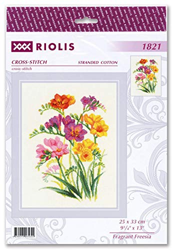 RIOLIS 1821 Fragrant Freesia Counted Cross Stitch Kit 9.75 x 13 in