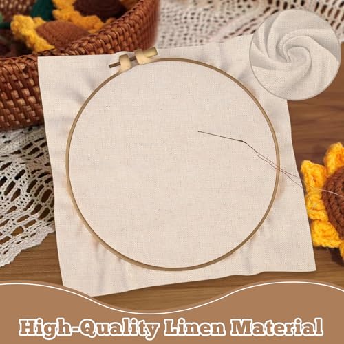 10 PCS Beige Linen Needlework Embroidery Fabric Cloth (20 × 20 Inch) - size: 20 × 20 Inch
