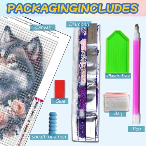 Dugsmgd Wolf Diamond Art Kits for Adults, Animal Diamond Painting 14x14in - color: Wolf