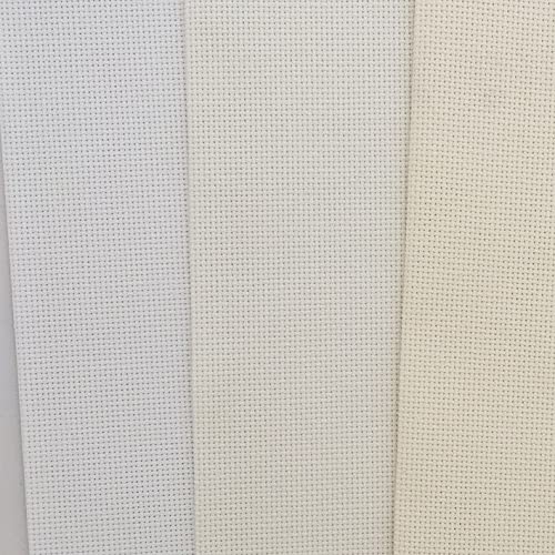 KCS 3 pc of 12" x 18" 18CT Counted Cotton Aida Cloth Cross Stitch Fabric (White+Antique White+Cream) - color: White+antique White+cream