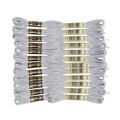 DMC 6-Strand Embroidery Cotton Floss, Pearl Grey, 12 piece - style: #415 Gray