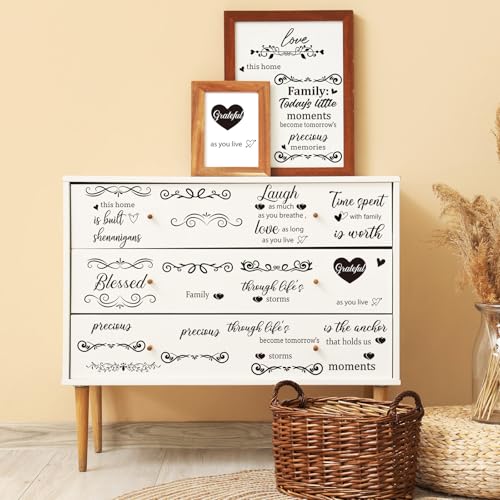 Wxiben 15 Pcs Inspirational Quote Rub on Transfers for Crafts and Furniture - style: Vintage Words