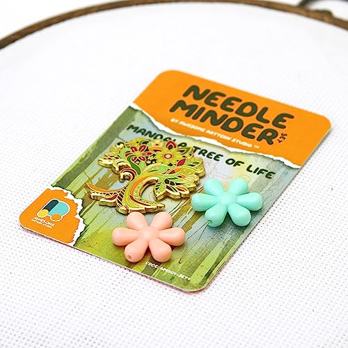 Awesome Pattern Studio Needle Minder Set - Tree of Life Magnetic Needle Minder + 2 Needle Threaders. Enamel Pin for Cross Stitch, Embroidery and Craft - size: TreeOfLife Set #1