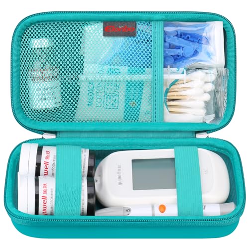 Elonbo Diabetic Supplies Travel Case for Glucose Meter Diabetes Testing Kit - color: Green+ Inside Green