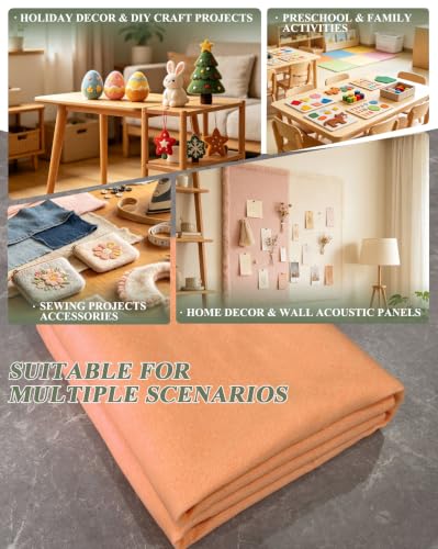 Peach Felt Fabric 36" X 36"(1 Square Yard) 1.6mm Thick Soft Felt Sheet - color: Peach
