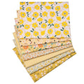 Yellow Floral Print Cotton Fabric Fat Quarter Bundles - Soft Baby Quilting Fabric Material for Sewing, Apparel, Bags, Upholstery, and Crafts, 7 pcs 15.7" x 19.7" Pre Cut - color: Yellow Floral