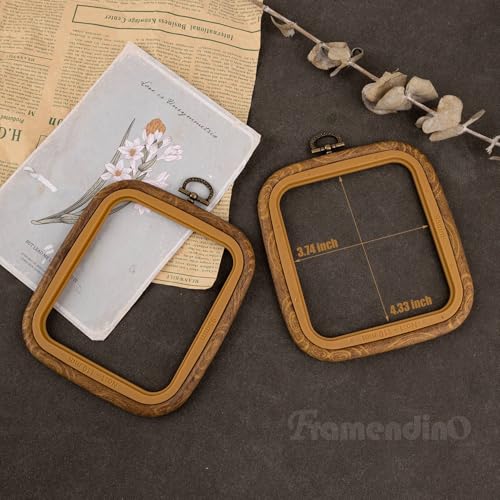 Framendino, 3 Pack Imitation Wood Embroidery Hoops Cross Stitch Craft Hoop Frame for Birthday 3.74"x4.33" - size: 3.74" x 4.33"