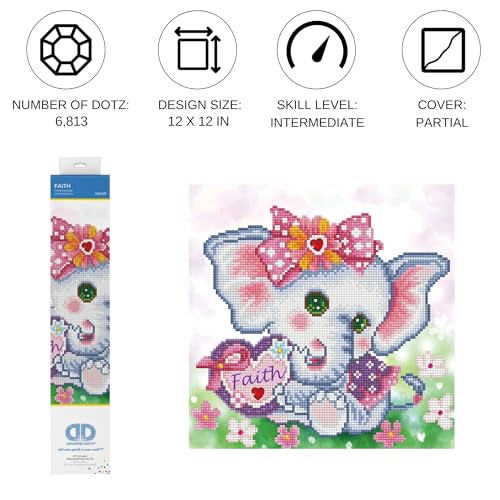 DIAMOND DOTZ Faith Elephant Diamond Painting Kit for Adults with Gems - size: One Size