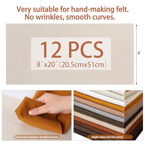 HaoFeiJH 6Pcs Felt Sheets 8"x20" (Warm Autumn 12pcs) - color: Warm Autumn 12pcs