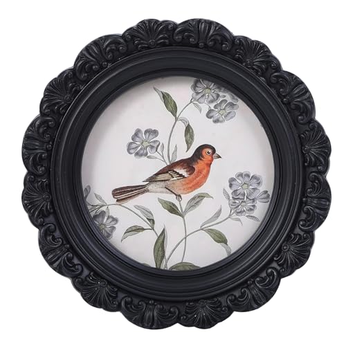 Antique Picture Frame 3x3 Vintage Mini Black Round Bird Frames - color: Black, size: 3x3 Round