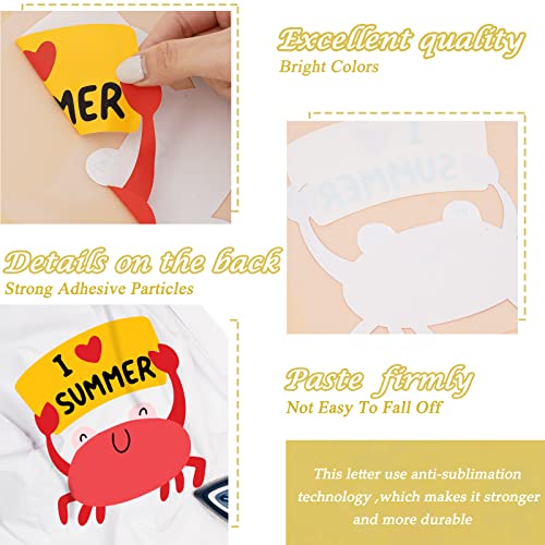 Whaline 30 Sheets Summer Iron On Transfers Patches Summertime Vinyl Heat Transfers Patches Decals Watermelon Ice Cream Beach Summer Fashion Heat Transfer Stickers for Clothing Fabric DIY Craft Decor - style: Summer