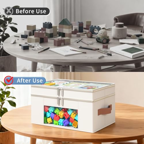 Foyego Craft Organizers and Storage Box, 2-Layer, Beige