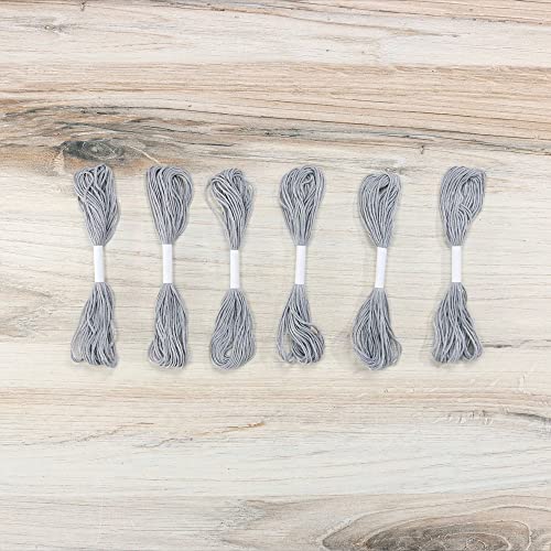 Embroidery Floss Pack – 6 Skeins, 8.7 Yards Each – Grey Embroidery Floss for Needlework, DIY Bracelets, Crafting, Weaving - color: Grey