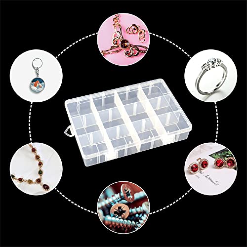 6 Pack Organizer Box with Parkical Adjustable Dividers, 12 Grids Plastic Storage Container for Jewelry, Craft DIY, Bead Organizer, Sewing, Dip Powder, Hair Accessories - size: 6 Pack 12 Compartment Organizer Box