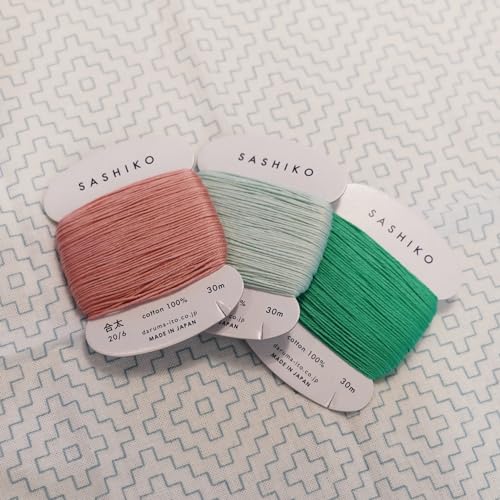 DARUMA Sashiko Thread Card Rolls Set of 3 (32.8 Yards x3) - Sewing & Embroidery, Includes Instruction Manual and Gift Packaging (Thick, Ecru) - color: Ecru, style: Thick