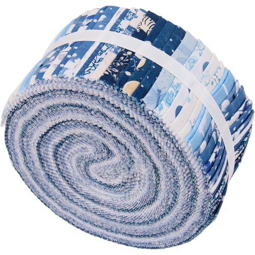 Threadart Blue Prints Jelly Roll - 40 Precut 2.5" Cotton Strips - color: Blue Prints