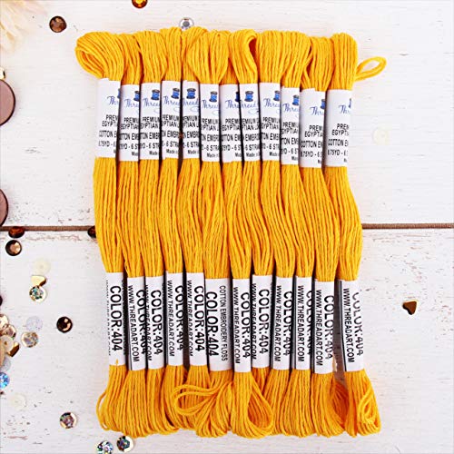 12 Skeins ThreadArt Cotton Embroidery Floss, Gold - color: Gold