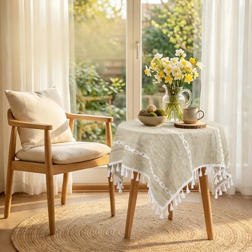 Fall Square Tablecloth 24 x 24 inch, Rustic Farmhouse Nightstand Cover Top - color: Brown, size: 24" x 24" (Square)