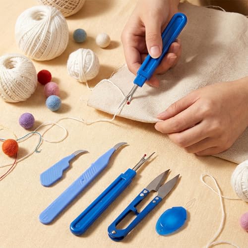 Gjinxi Seam Rippers Sewing Set Stitch Remover Tools 2 Big 2 Small Thread Ripper with Automatic Needle Threader Trimming Scissor for Fabric Quilting Dressmaking DIY Craft Needle Work Sewing Clothes