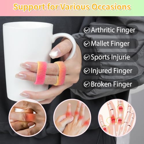 Finger Buddy Straps, 12PCS Finger Buddy Tape Straps Loops, Rainbow - color: Rainbow Gradient