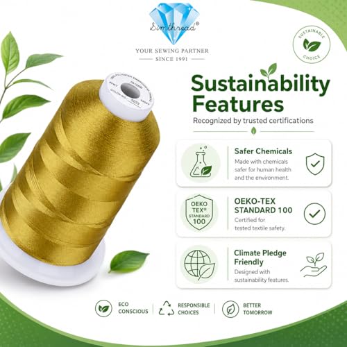 Simthread 5000M 40WT Polyester Embroidery Thread, S033 - color: GoldenGreenS033