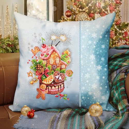 Wizardi Counted Cross-Stitch Kit Christmas Sweets 540-673 Magic Needle. Beginner Cross Stitch Kits for Kids and Adults - color: Christmas Sweets