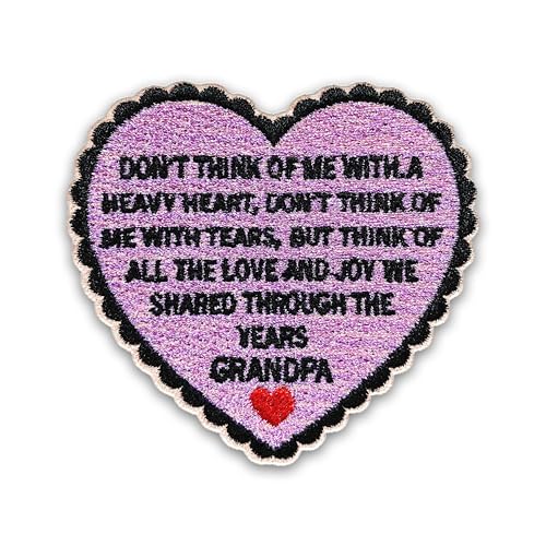 Loving Memorial Family Patch 3 Inches Memory Heart Family Memories Gifts Remembrance Iron On/Sew On Embroidery Fabric Applique Patches for Trucker Hats Clothes DIY Accessories (Style 3, Grandpa) - color: Style 3, size: Grandpa