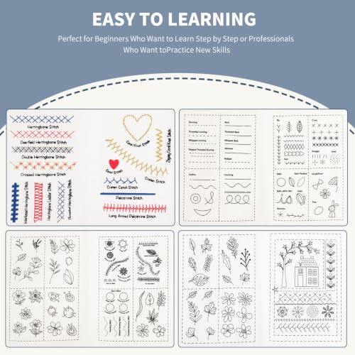 Prdingfy 2026 Upgraded Embroidery Stitch Book Kit, 106 Patterns with Tools & Tutorials, 86 PCS Beginner Embroidery Kit, Portable All-in-One Hand Embroidery Book for Adults & DIY Craft Lovers