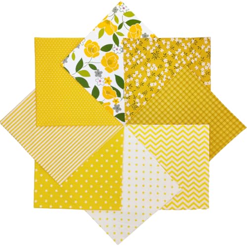 8 pcs/lot Fabric Bundles Top Cotton 19.69" x 19.69" (50cm x 50cm) Quilt, Pre-Cut Squares Sheets for Patchwork Sewing Quilting Crafting, Yellow Floral. - color: M-9