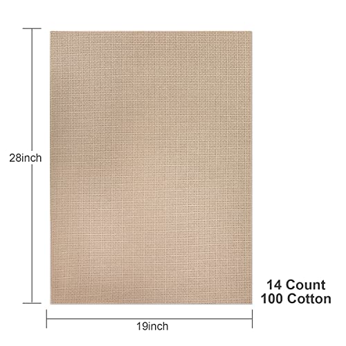 Aida Cloth 14 Count Cross Stitch Fabric,19×28inch (14CT, Tan) - color: Tan, size: 14CT