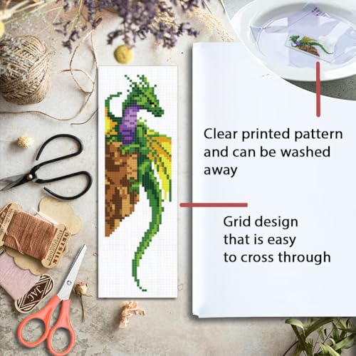 ORIGACH 6 Set Dragon and Loong Cross Stitch Bookmark Kit for Beginner - style: Dragon and Loong