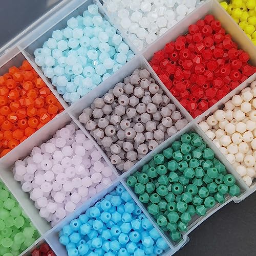 INSPIRELLE 2400pcs 4mm Bicone Beads Faceted Crystal Glass Briolette Beads - color: Opaque Colors