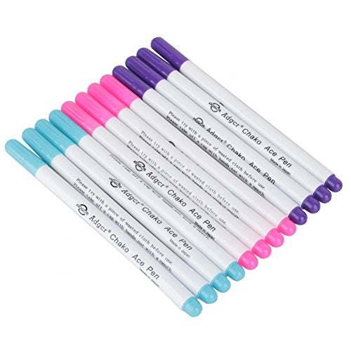 YUYTE Water Erasable Pen Water Erasable Ink Pens 1mm Fabric Markers Air Erasable Pen/Water Soluble Pens for Fabric Cloth - Blue